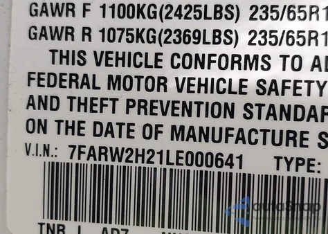 2020 Honda Cr-V Lx z USA, uszkodzony, nr VIN 7FARW2H21LE000641